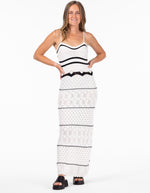 York Thin Strap Panel Knit Dress in White/Black