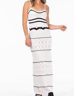 York Thin Strap Panel Knit Dress in White/Black