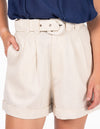 Chicago Tailored Shorts with Belt in Beige