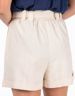 Chicago Tailored Shorts with Belt in Beige