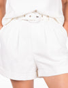 Chicago Tailored Shorts with Belt in White