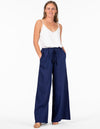 Tilly Elastic Waist Palazzo Pants in Navy
