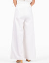 Miami Wide Leg Paper Bag Pants in White Linen