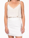 Lillian Mini Skirt in White Linen