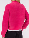 Sydney Crew Neck Brushed Knit Jumper in Hot PInk