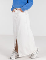 Avalon Denim Maxi Skirt with Split Hem in White