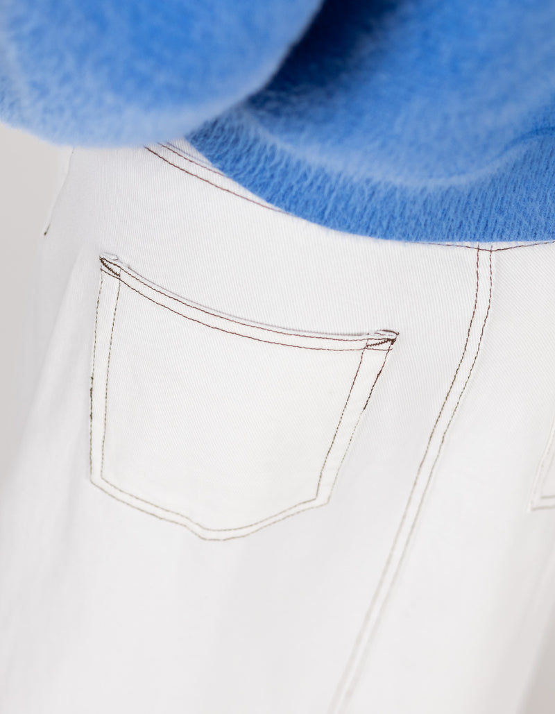 Avalon Denim Maxi Skirt with Split Hem in White