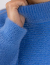 Sydney Crew Neck Brushed Knit Jumper in Blue