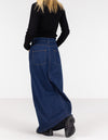 Avalon Denim Maxi Skirt with Split Hem in Indigo Blue