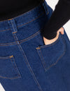 Avalon Denim Maxi Skirt with Split Hem in Indigo Blue