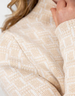 London Fitted Knit Jumper in Beige Print
