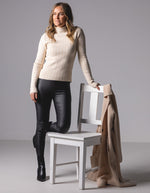 London Fitted Knit Jumper in Beige Print
