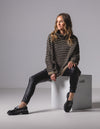 Monika Oversize Knit Jumper in Black/Mocha Stripe