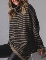 Monika Oversize Knit Jumper in Black/Mocha Stripe