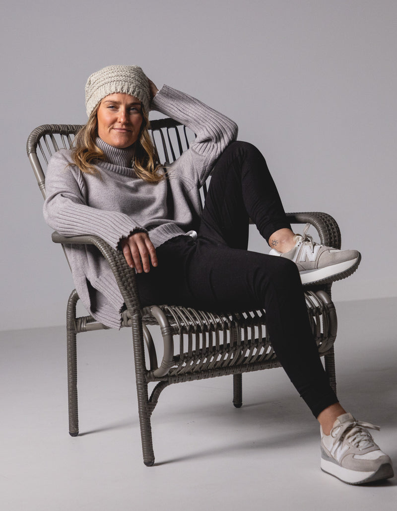 Hazel Roll Neck Knit Jumper in Grey