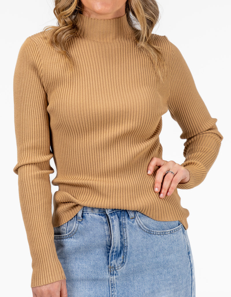 Camel hotsell ribbed jumper
