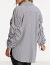 Imogen Drawstring Sleeve Shirt in Black/White Stripe
