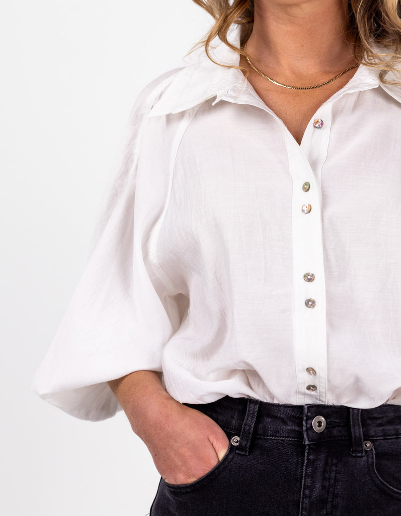 Xavi Double Collar Shirt in White
