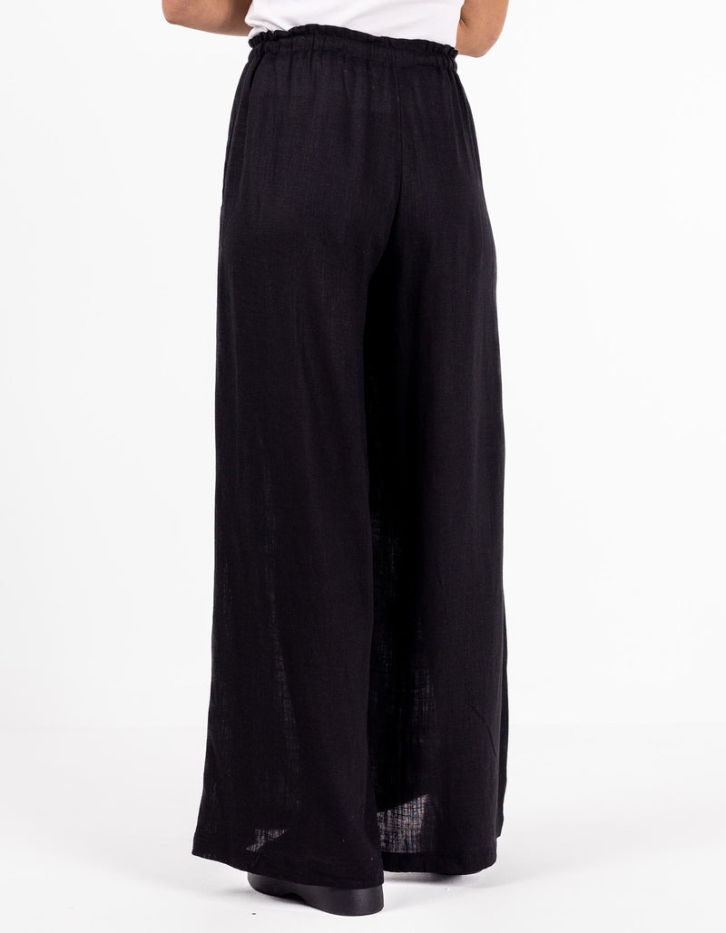 Tilly Elastic Waist Palazzo Pants in Black
