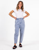 Sparrow Elastic Waist Denim Pants in Blue Wash