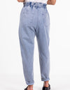 Sparrow Elastic Waist Denim Pants in Blue Wash