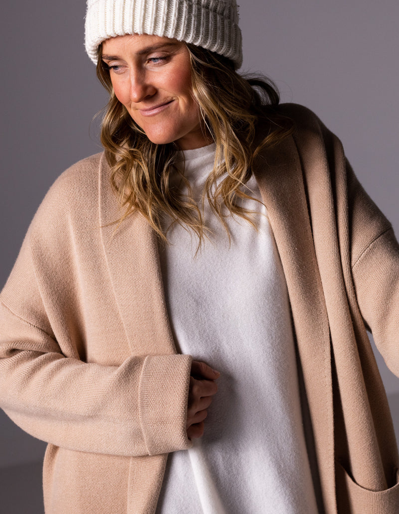 Cedar Edge to Edge Coatigan in Beige