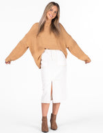 Alisha Crew Neck Texture Knit Jumper in Camel