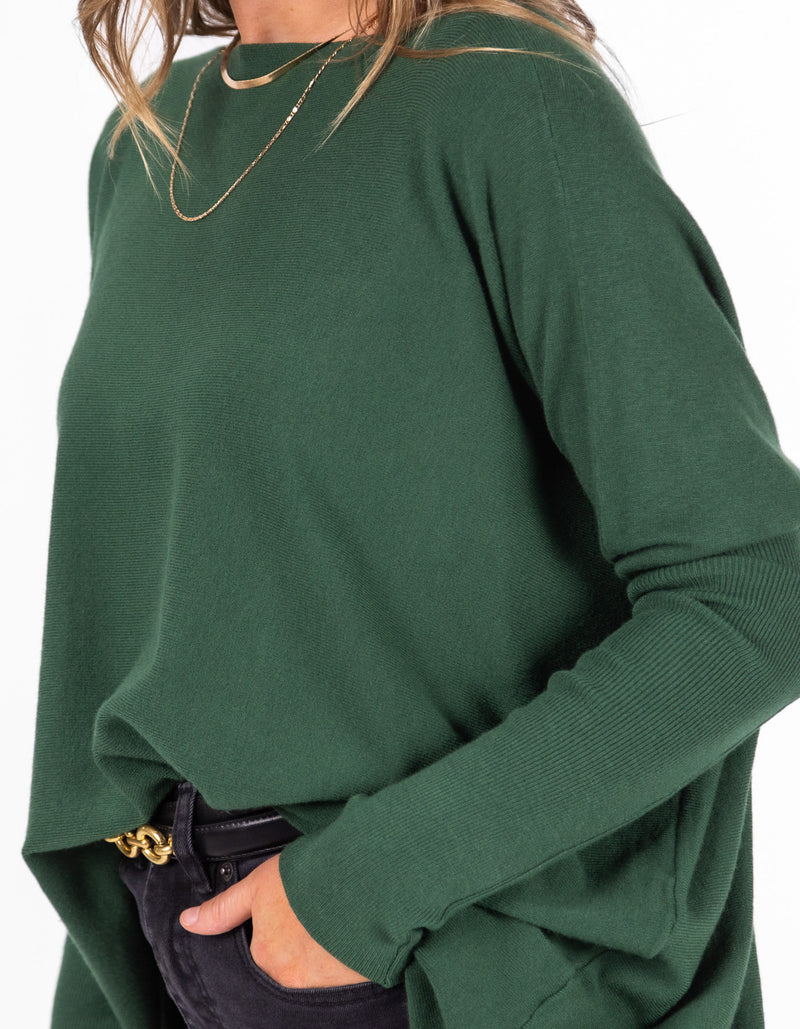 Marley Oversize Cotton Knit Jumper in Green