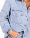 Pine Button Down Denim Shirt in Light Blue