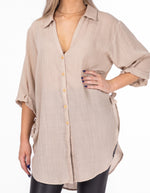 Hawthorn Oversize Button Down Shirt in Beige