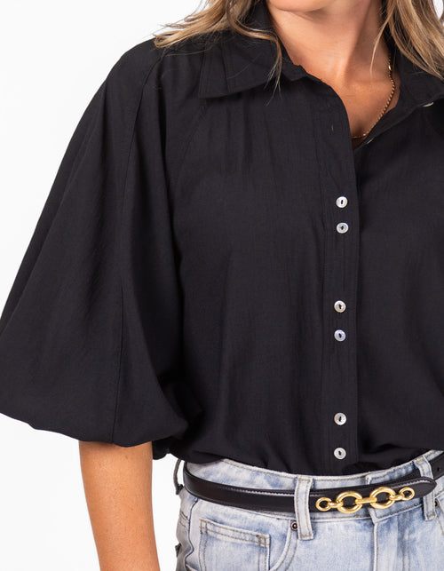 Xavi Double Collar Shirt in Black