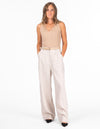 Seattle Tailored Wide Leg Linen Pants in Oatmeal