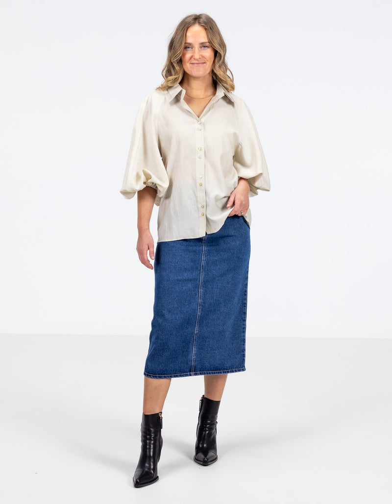 Xavi Double Collar Shirt in Stone