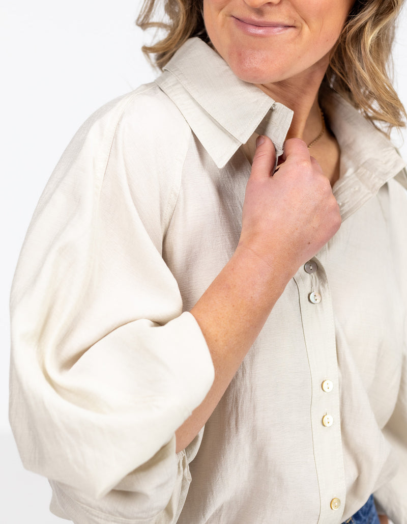 Xavi Double Collar Shirt in Stone