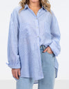 Diana Oversized Button Front Shirt in Blue Stripe