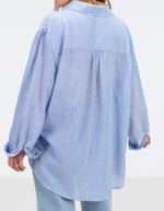 Diana Oversized Button Front Shirt in Blue Stripe