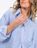 Diana Oversized Button Front Shirt in Blue Stripe
