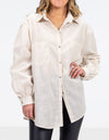 Diana Oversized Button Front Shirt in Beige Stripe