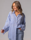 Diana Oversized Button Front Shirt in Blue Stripe