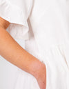 Aspen V Neck Short Sleeve Tiered Dress in White