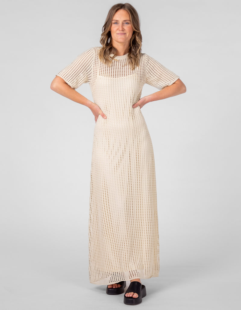 Sorrel Short Sleeve Maxi Knit Dress in Cream