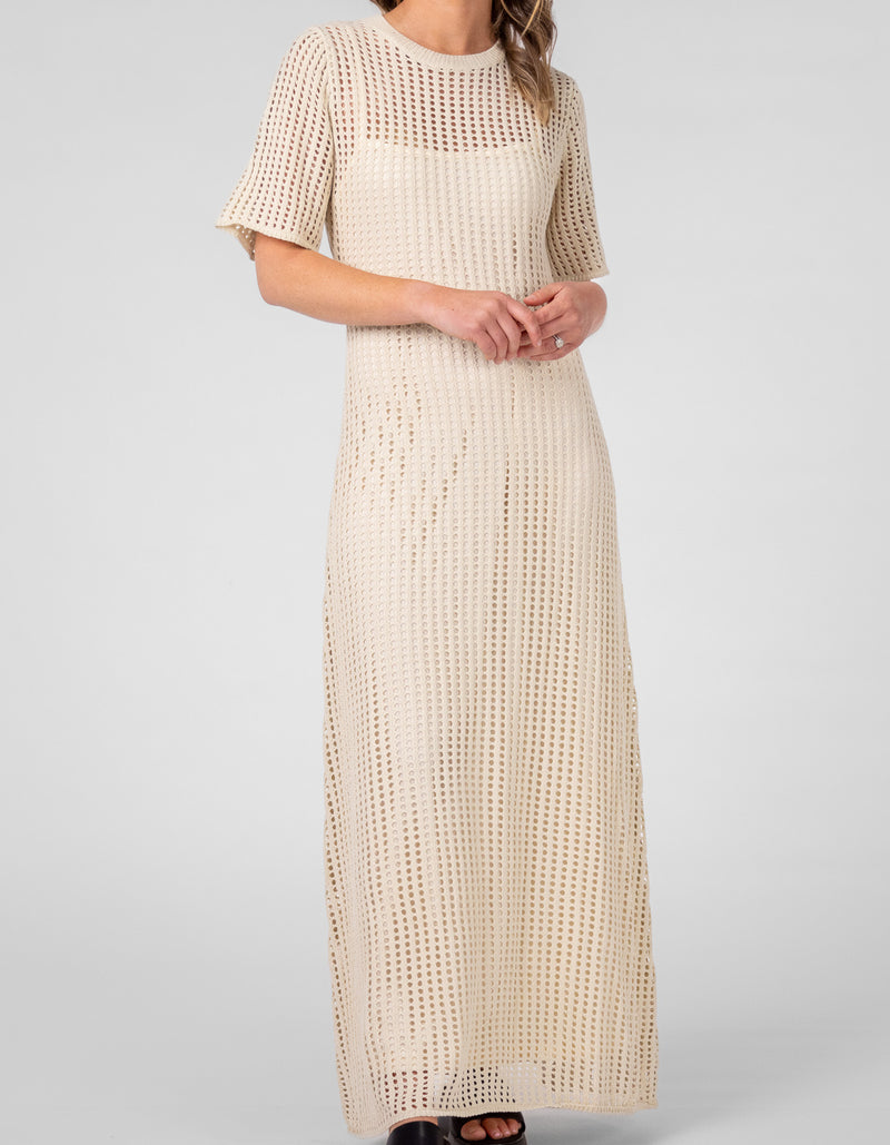 Sorrel Short Sleeve Maxi Knit Dress in Cream