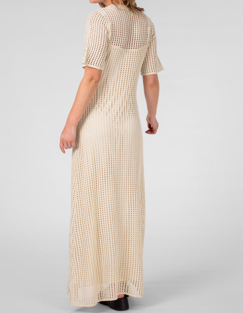 Sorrel Short Sleeve Maxi Knit Dress in Cream