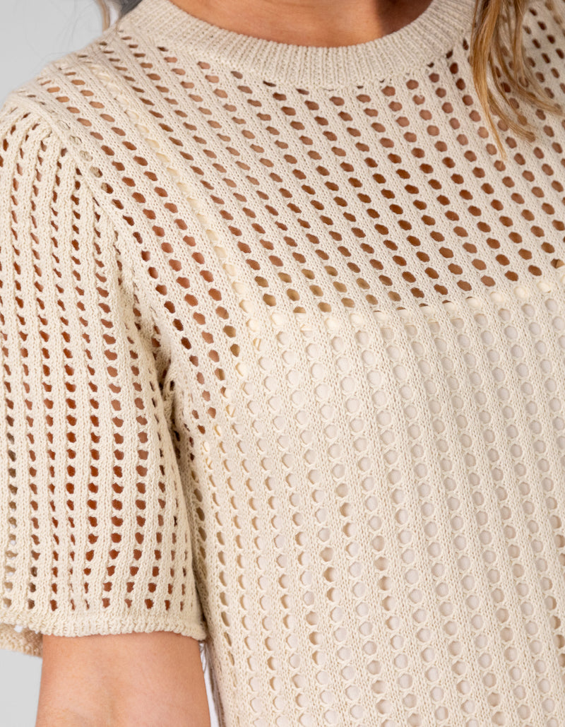 Sorrel Short Sleeve Maxi Knit Dress in Cream