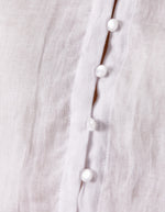 Rio Gathered Sleeve Button Down Top in White Linen