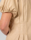 Brighton Short Sleeve Button Down Dress in Camel