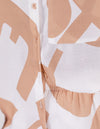 Calypso Elastic Waist Shorts in Peach/White Print