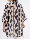 Apollo Short Sleeve Button Down Top in Black/Cream Print