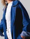 Echo Long Denim Trench in Dark Blue