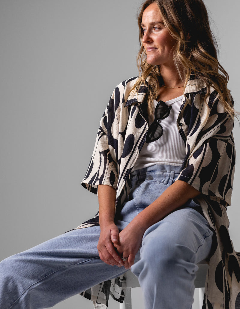 Sparrow Elastic Waist Denim Pants in Blue Wash